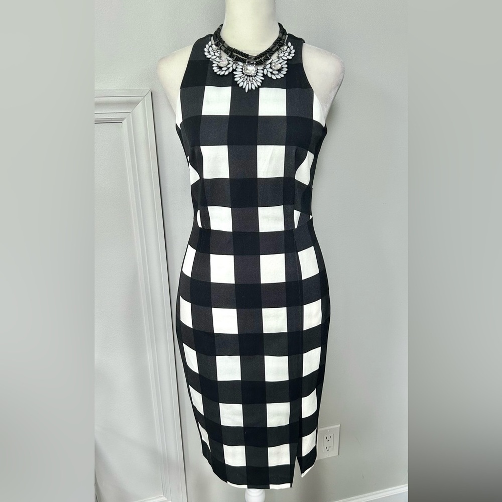 NWT❗️Banana Republic Black & White Plaid Midi Dress